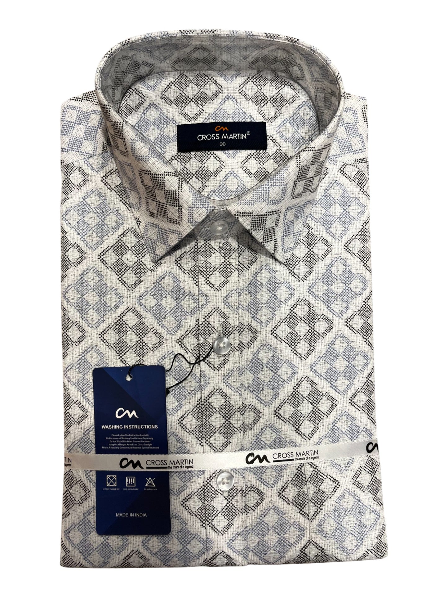 Southloom Pure Cotton Blue Printed Shirt (38 FS)