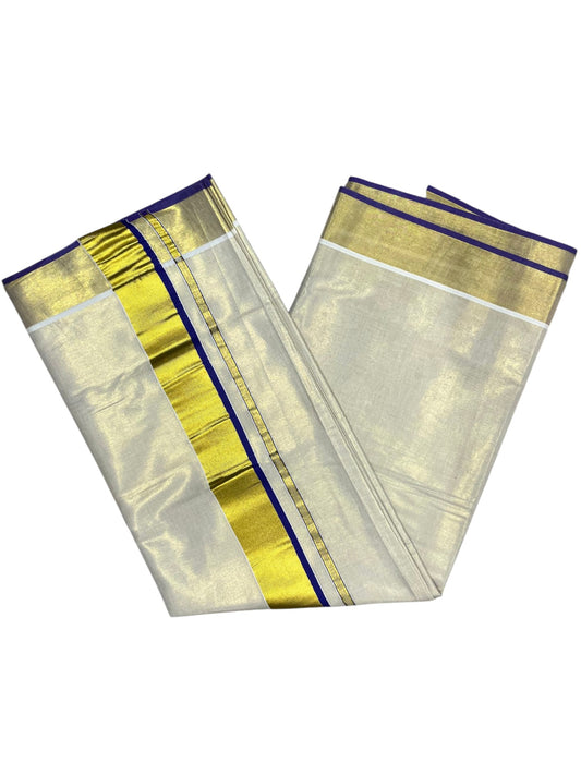 Southloom Kerala Tissue Kasavu Plain Saree With Voilet Border
