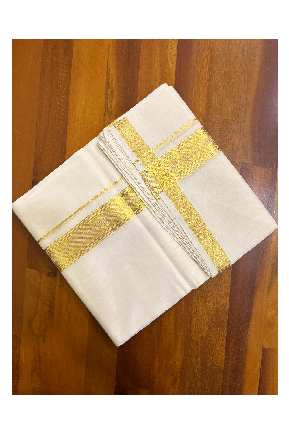 Southloom Super Premium Balaramapuram Unakkupaavu Handloom Double Wedding Mundu with Kasavu Woven Border