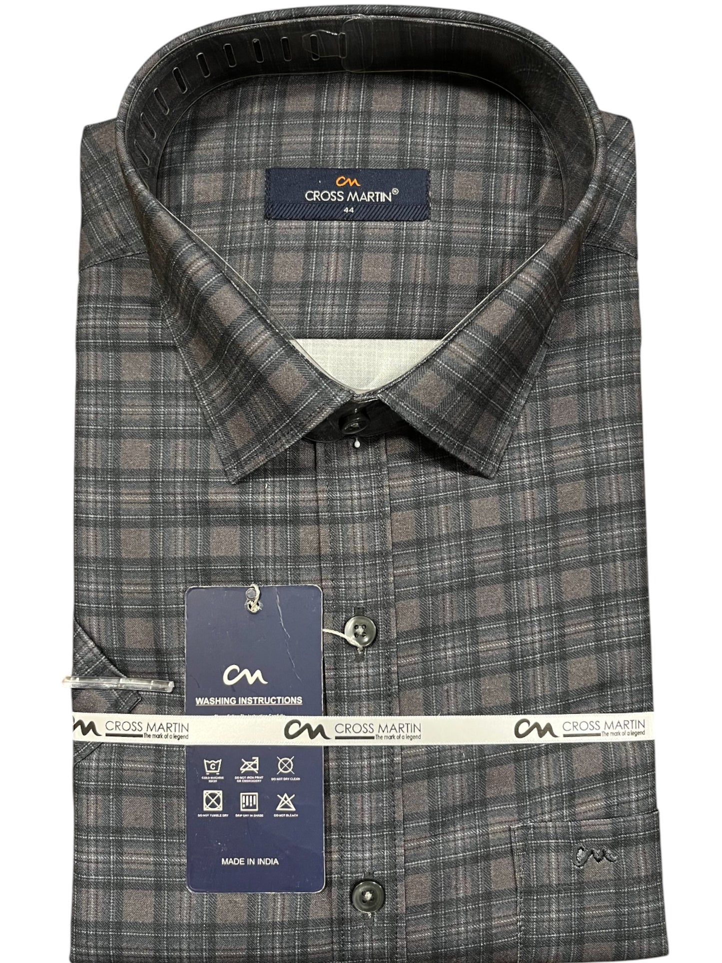 Southloom Pure Cotton Grey Check Shirt (44 HS)