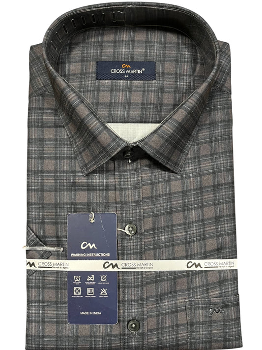 Southloom Pure Cotton Grey Check Shirt (44 HS)
