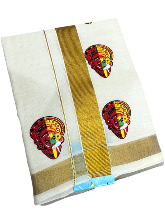 Southloom Cotton Kasavu Printed Kids's Velcro Mundu SLK