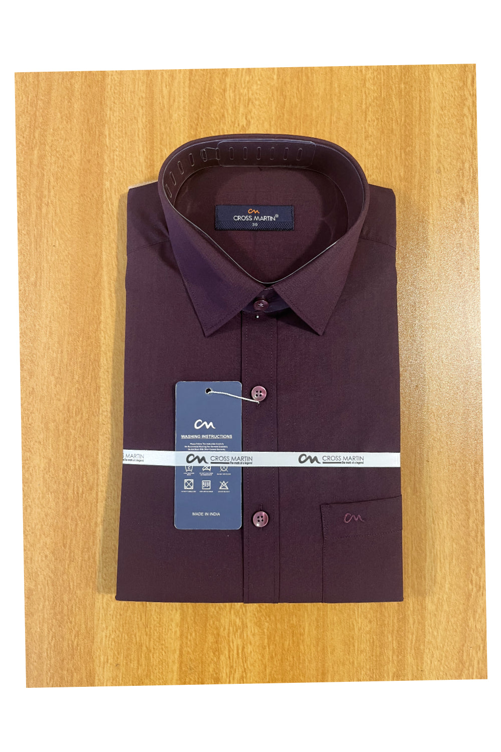 Pure Cotton Maroon Solid Shirt (38 FS)