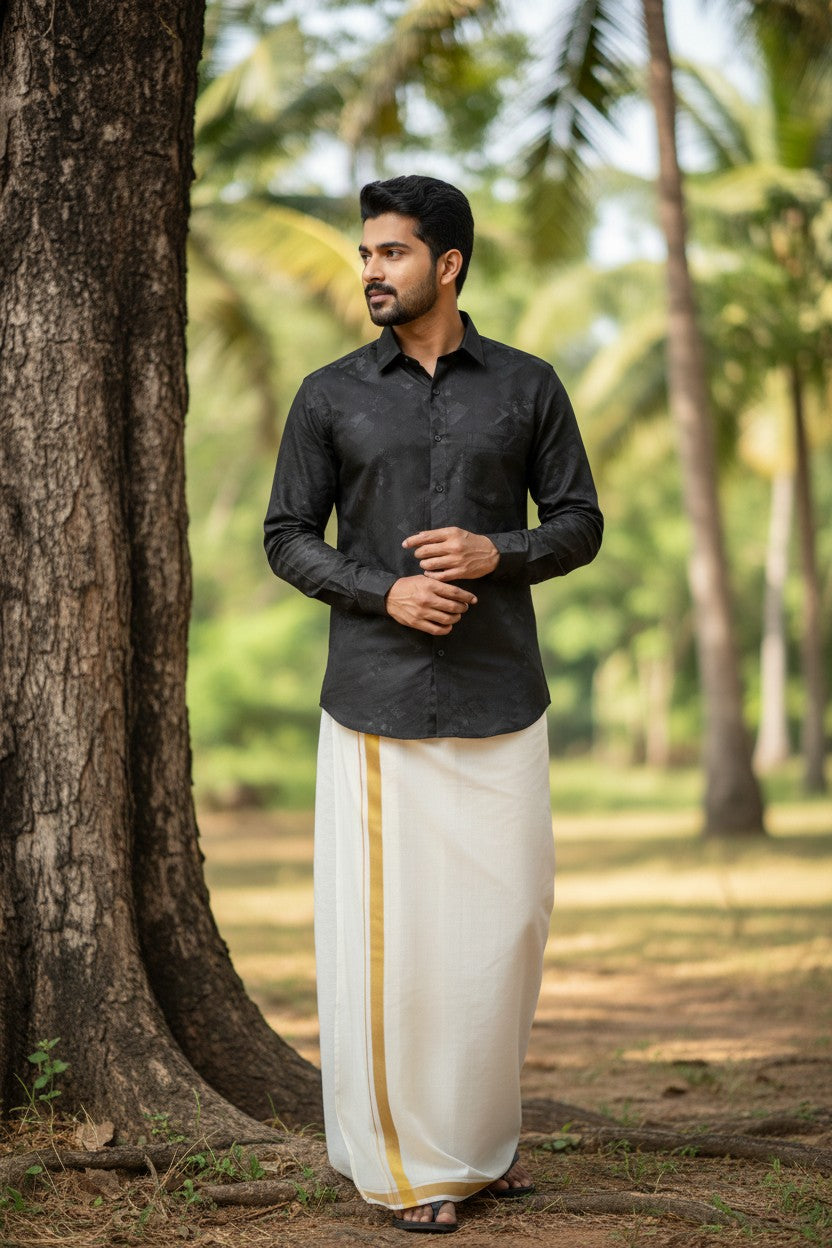 Pure Cotton Black Printed Shirt  SLSHIRT 48 FS