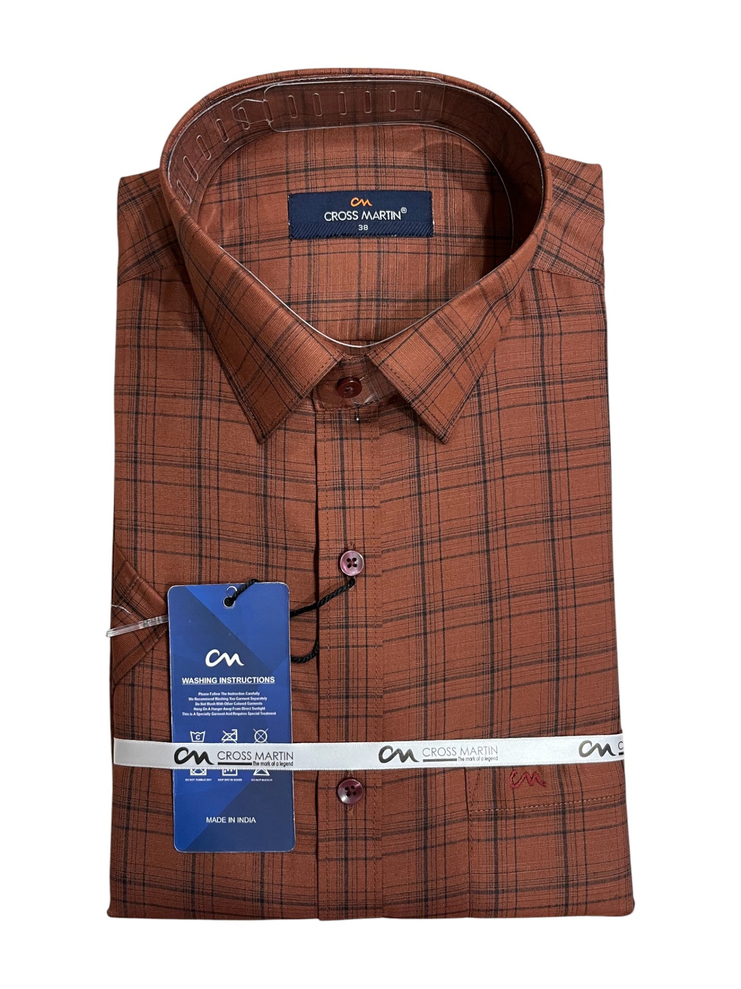 Southloom Pure Cotton Brown Printed Shirt (38 HS)