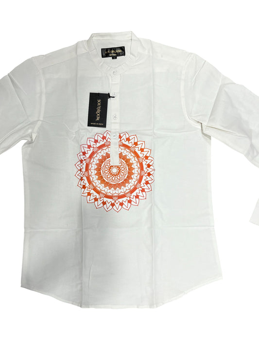 Southloom White Short Cotton Kurta Shirt for Men