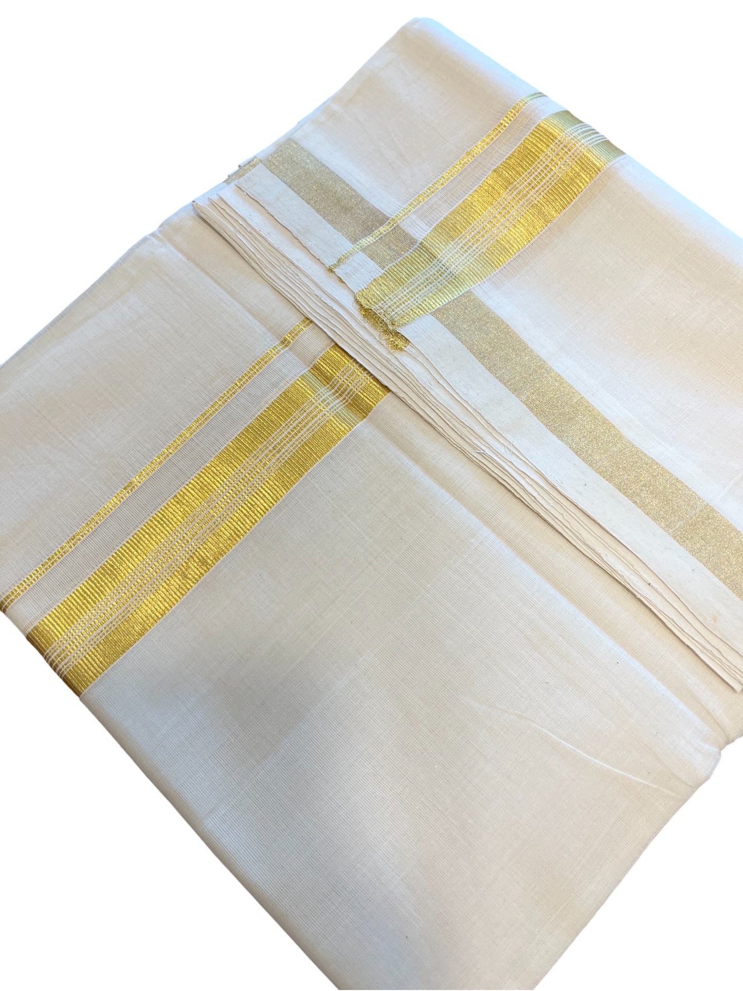 Southloom Premium Handloom Cotton Gold Kasavu Double Mundu