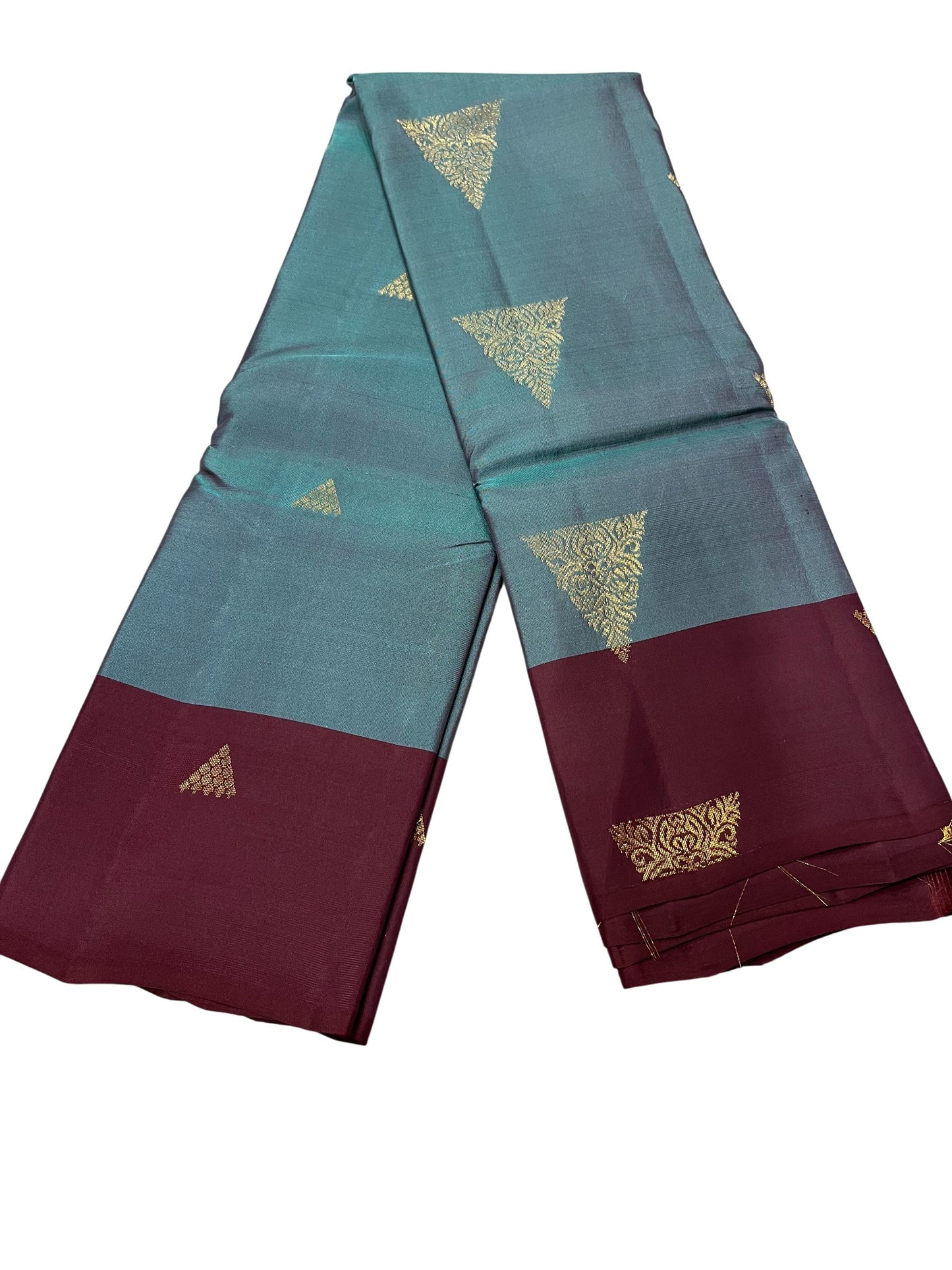 Southloom Pure Handloom Kanchipuram Silk Saree with Butta Work (Blue & Purple)
