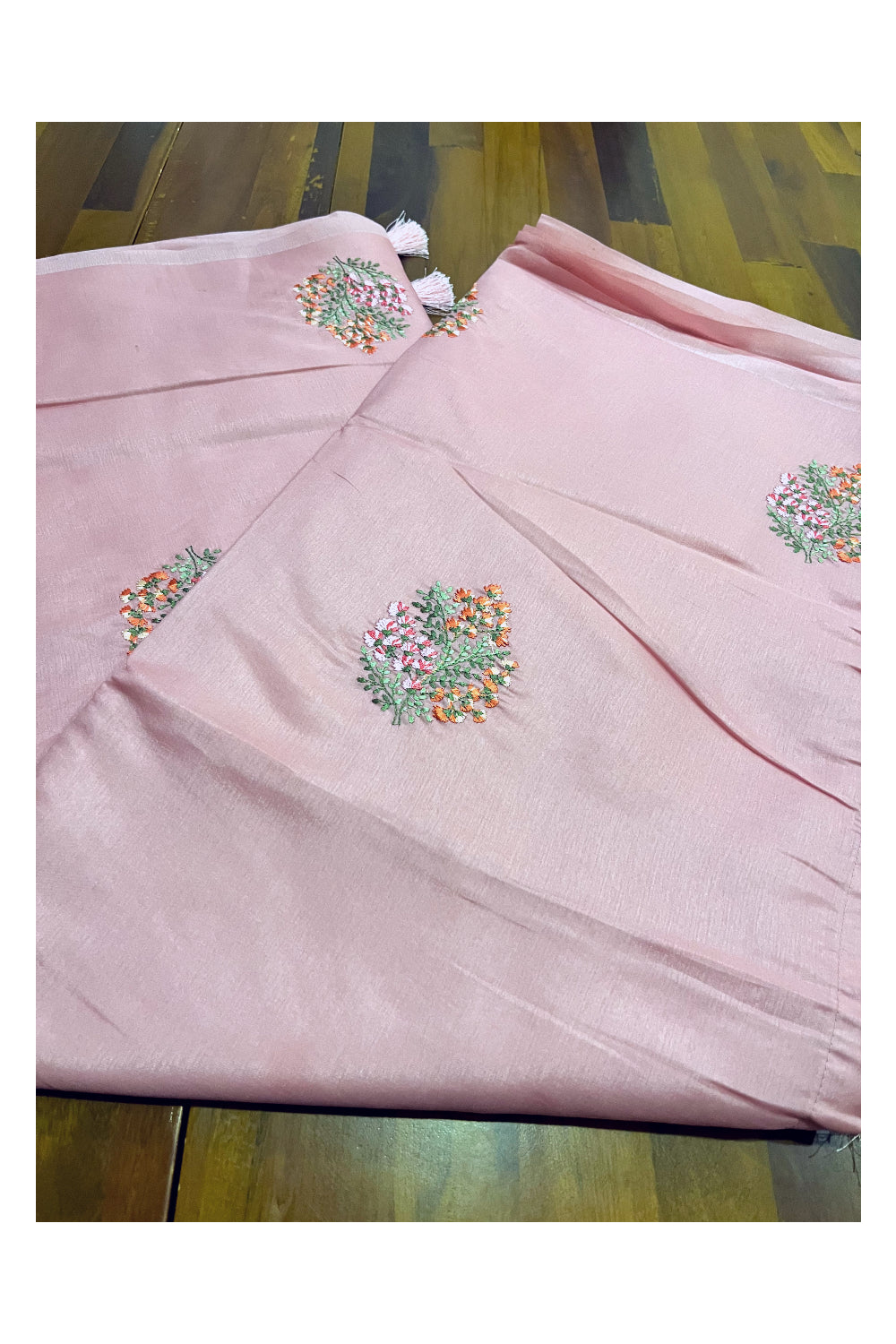 Southloom Art Silk Pink Designer Embroidery Saree