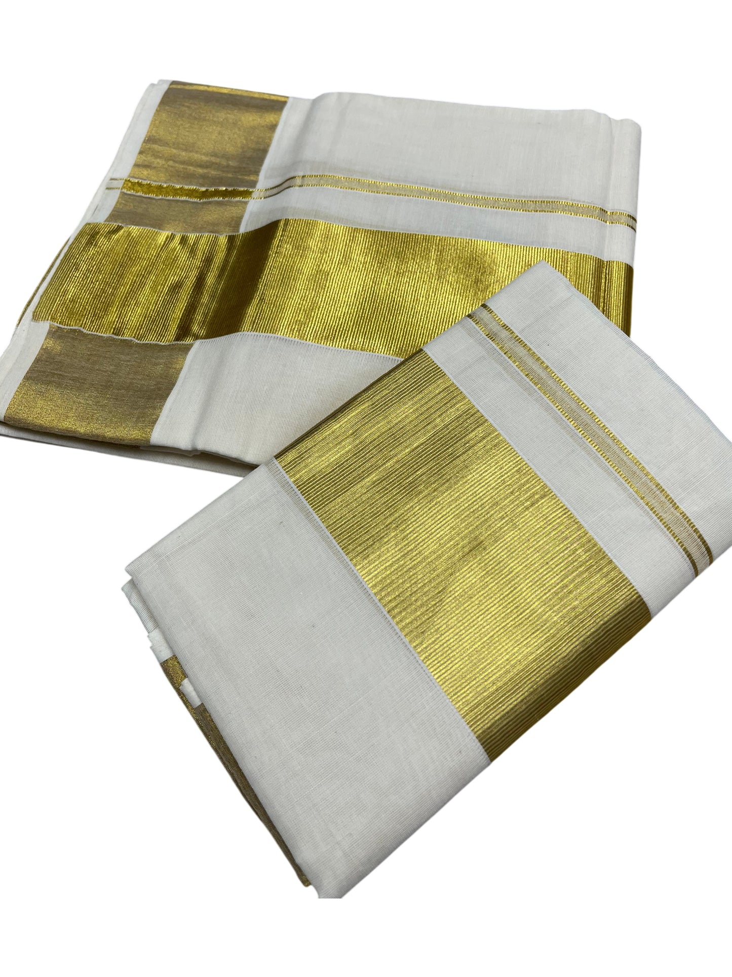 Kerala Cotton Plain Single Set Mundu (Mundum Neriyathum) with Half Fine 3 inch Border in 2.80 Mtrs