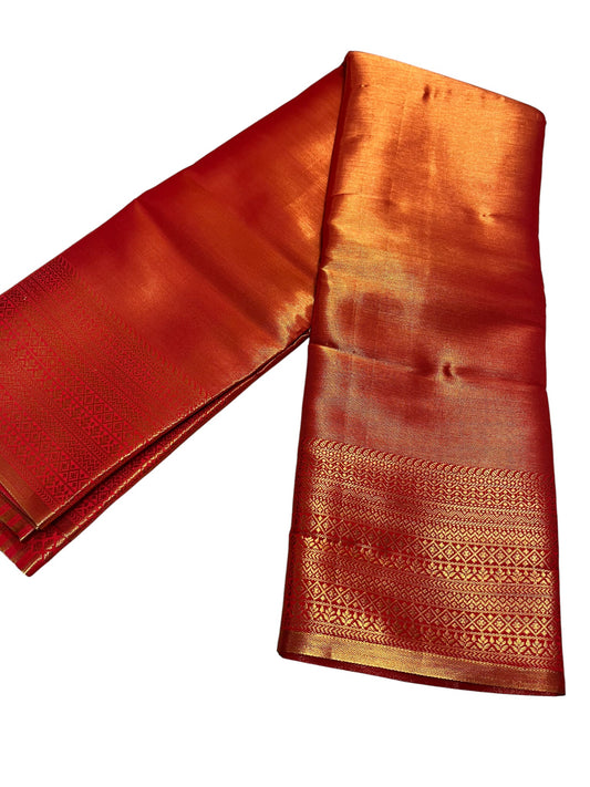 Southloom Premium Semi Silk Zari Work Brocade Saree in Bridal Red with Matching Pallu