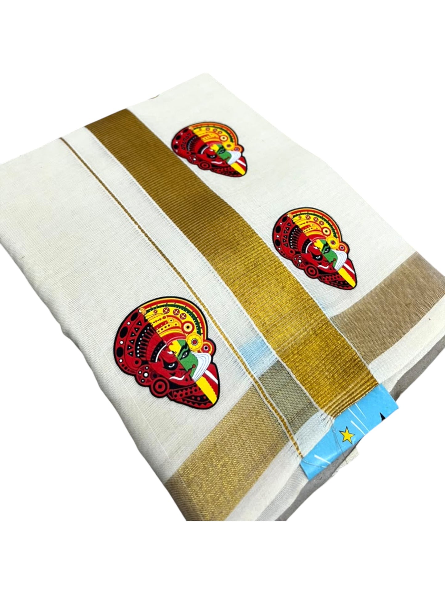 Southloom Cotton Kasavu Printed Kids's Velcro Mundu SLK