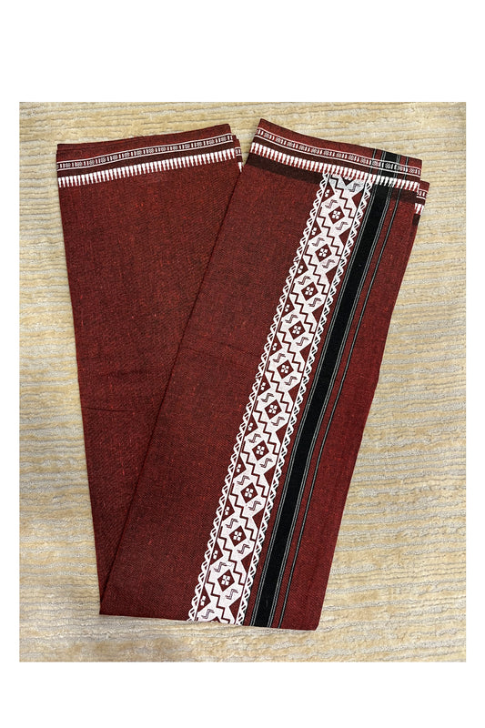 Southloom Maroon  Printed Single Mundu / Otta Mundu / Lungi (South Indian Kerala Dhoti)