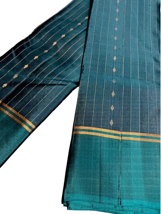 Southloom Pure Handloom Kanchipuram Silk Saree with Butta Work (Blue)