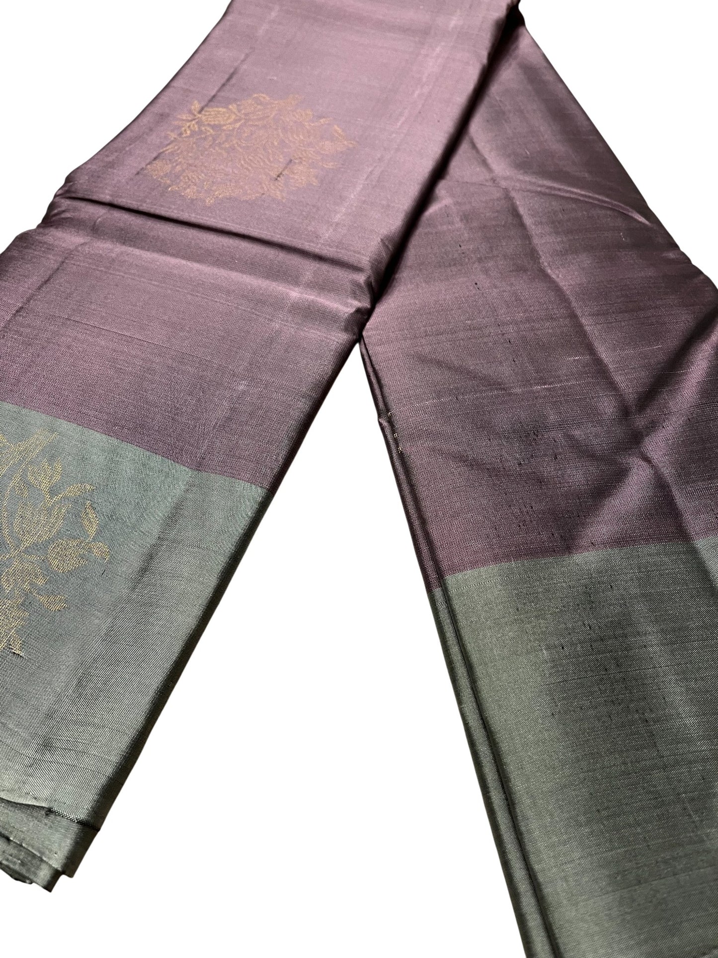 Southloom Pure Handloom Kanchipuram Silk Saree with Butta Work (Purple & Grey)
