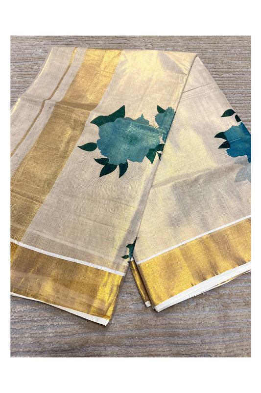 Southloom Kerala Tissue Digital Print Kasavu Saree