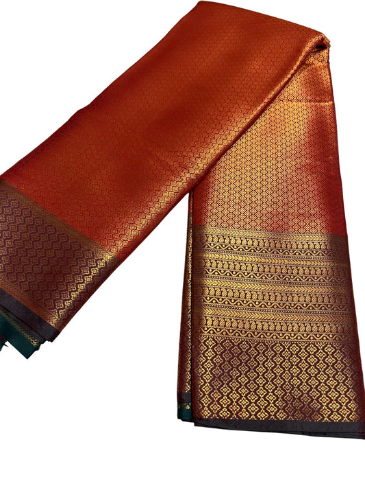 Southloom Semi Silk Brocade Bridal Saree With Woven Borders