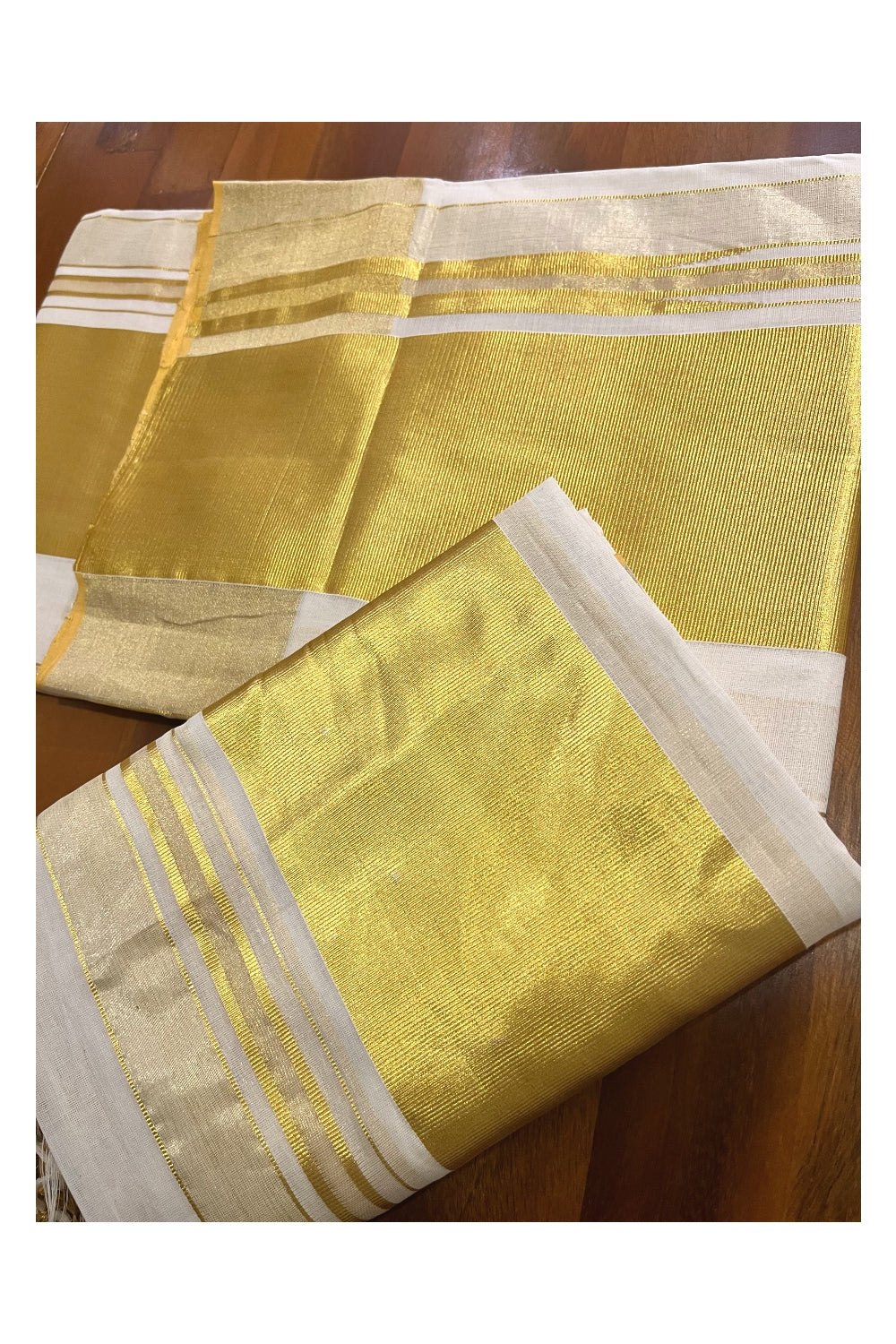 Southloom Super Premium Balaramapuram Handloom Unakkupaavu Cotton Wedding Pudava Set Mundu with Kasavu Lines Designs on Body 2.80 Mtrs (Vishu 2024 Collection)