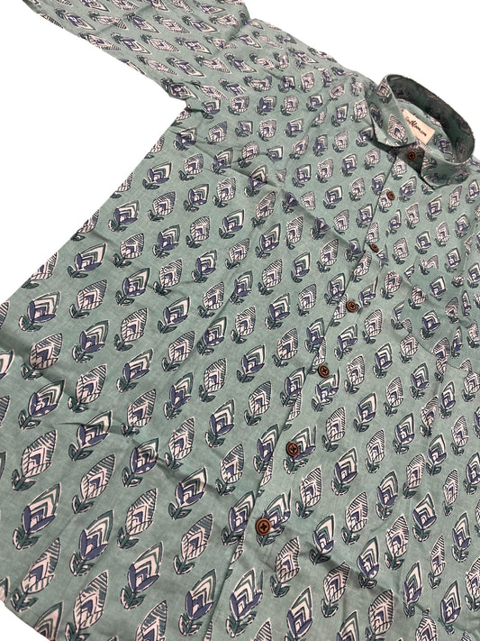 Southloom Jaipur Pure Cotton Block Printed Shirt for Men (Medium)