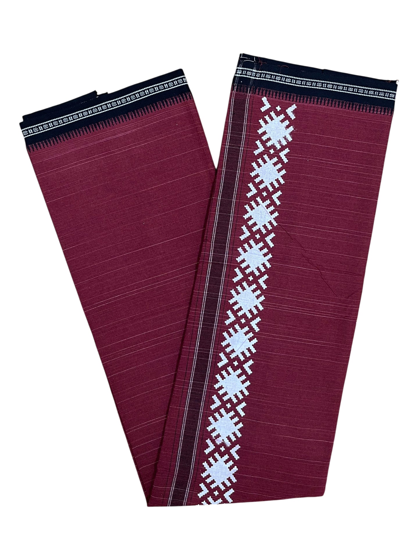 Southloom Maroon Printed Single Mundu / Otta Mundu / Lungi (South Indian Kerala Dhoti)