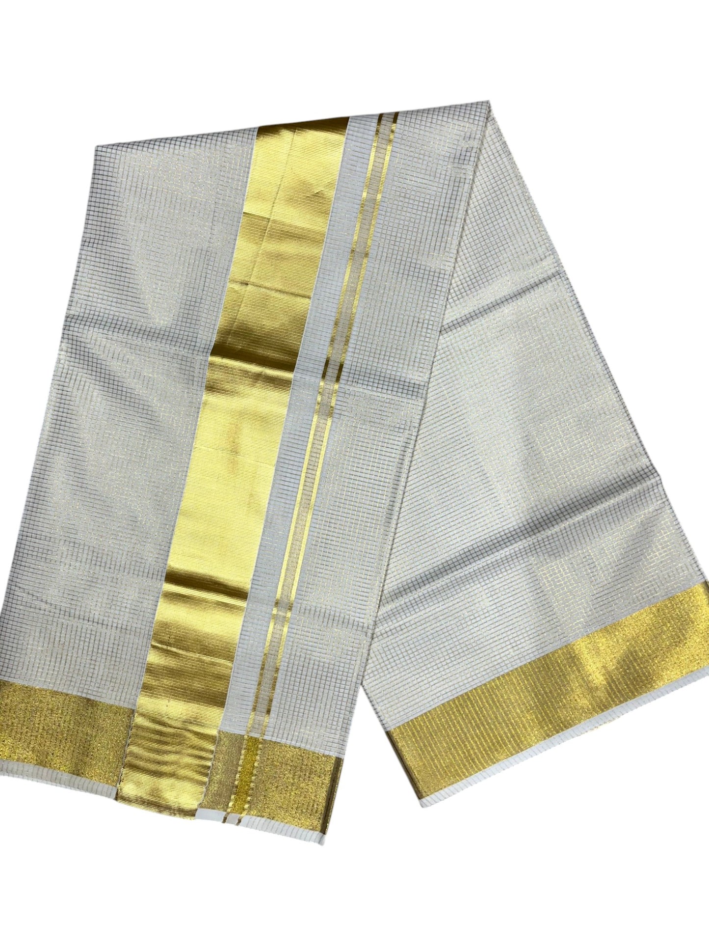 Southloom Kerala Cotton Kasavu Saree with Micro Check on Body