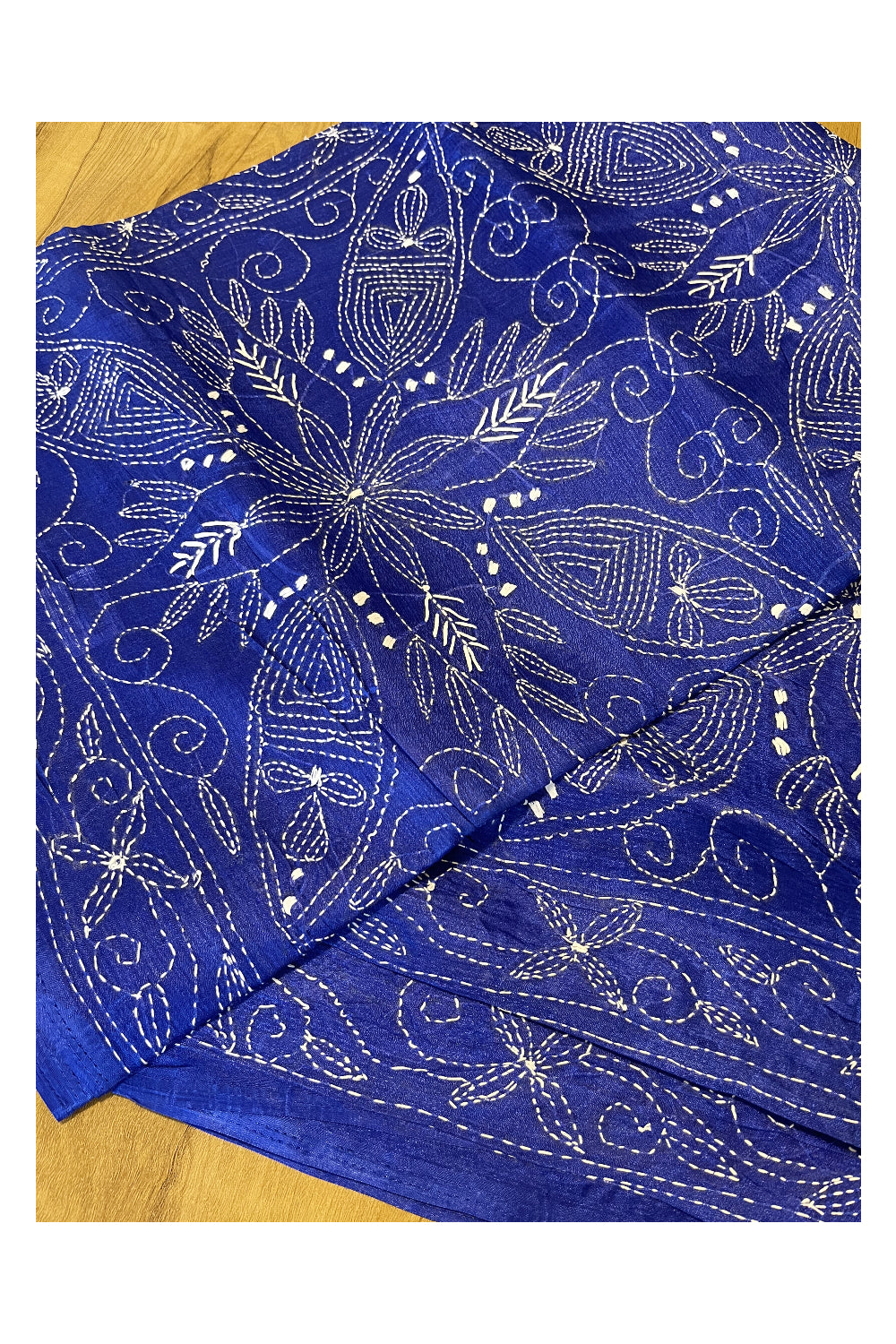 Southloom Kantha Thread Work Designer Blue Saree