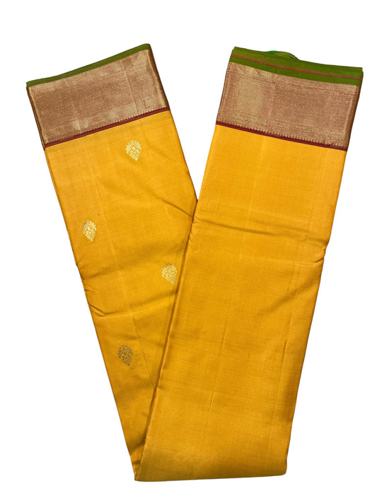 Southloom Pure Handloom Bridal Kanchipuram Silk Saree with Korvai Work(Yellow&Maroon)
