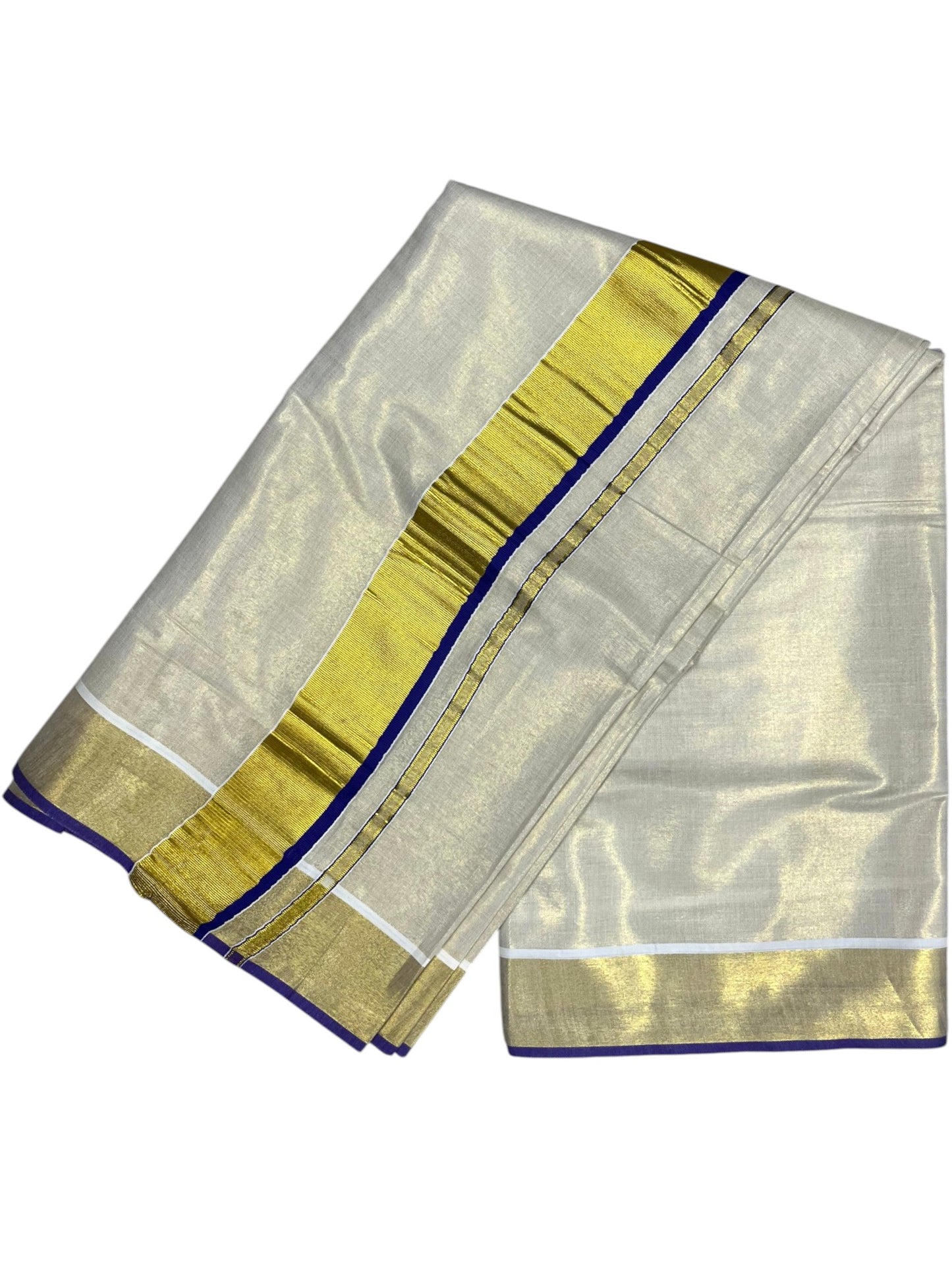 Southloom Kerala Tissue Kasavu Plain Saree With Voilet Border