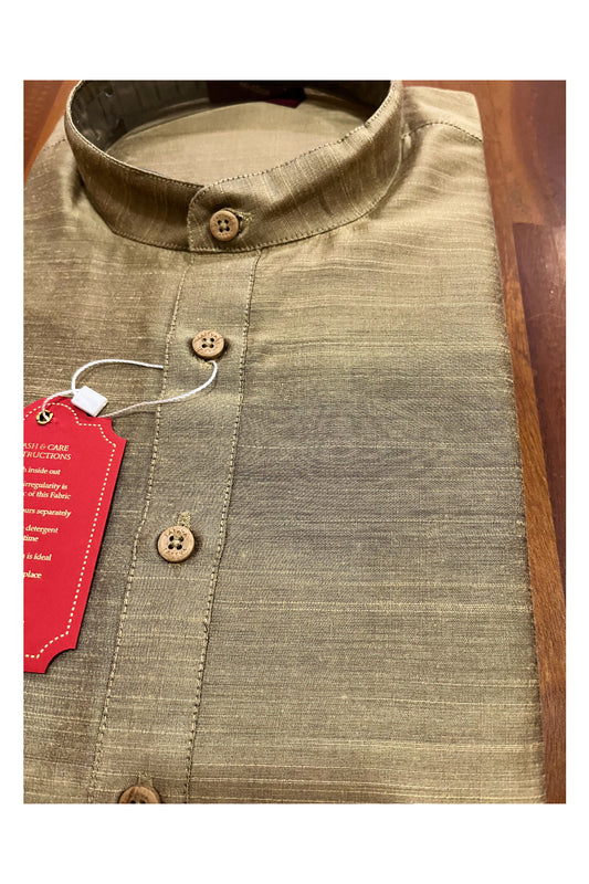 Southloom Semi Silk Short Kurta for Men in Brown Colour