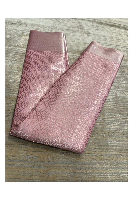 Southloom Banarasi Silver Zari Brocade Work Silk Saree in Pink Pastel Shade