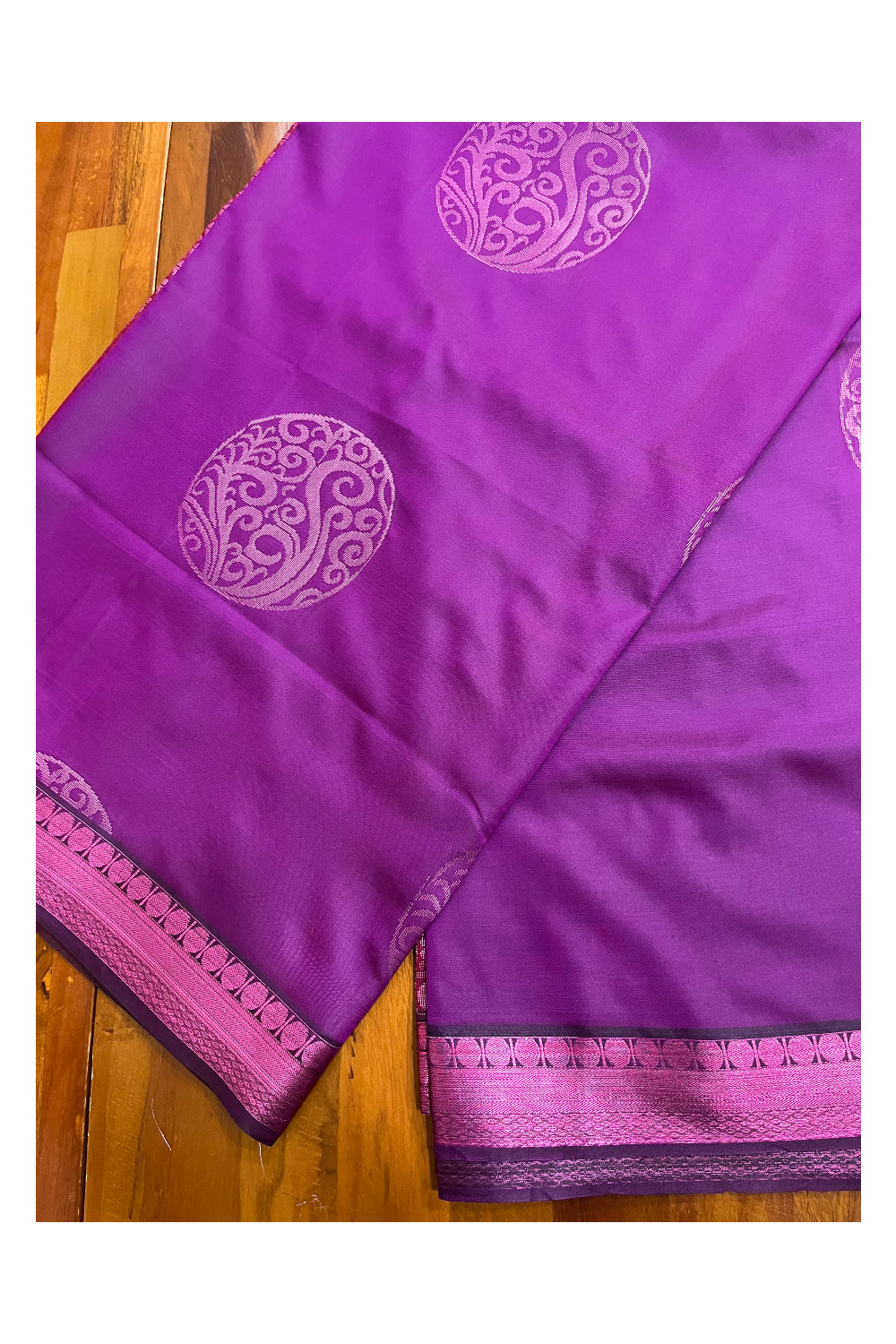 Southloom Soft Silk Magenta Designer Woven Saree with Heavy Work on Pallu