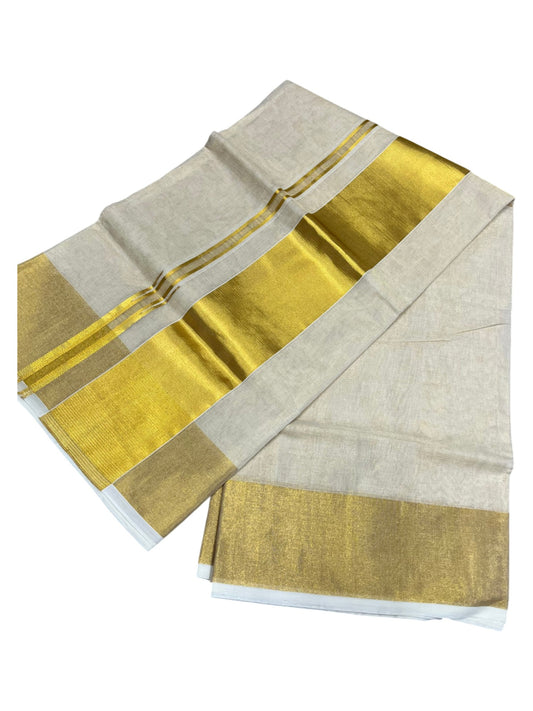 Southloom Super Premium Balaramapuram Handloom Tissue Saree with Gold Kasavu and Border with 4 inch