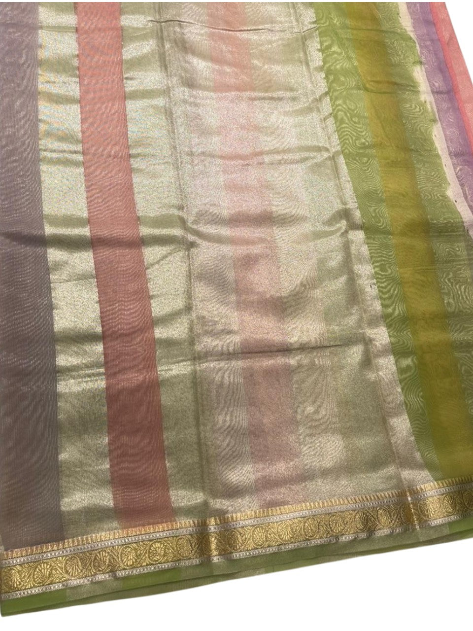 Southloom Tissue Organza Saree With Stripes Design in Multicolour SL353