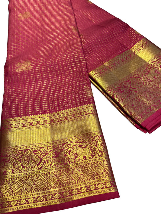 Southloom Premium Handloom Bridal Kanchipuram Silk Saree with Korvai Work