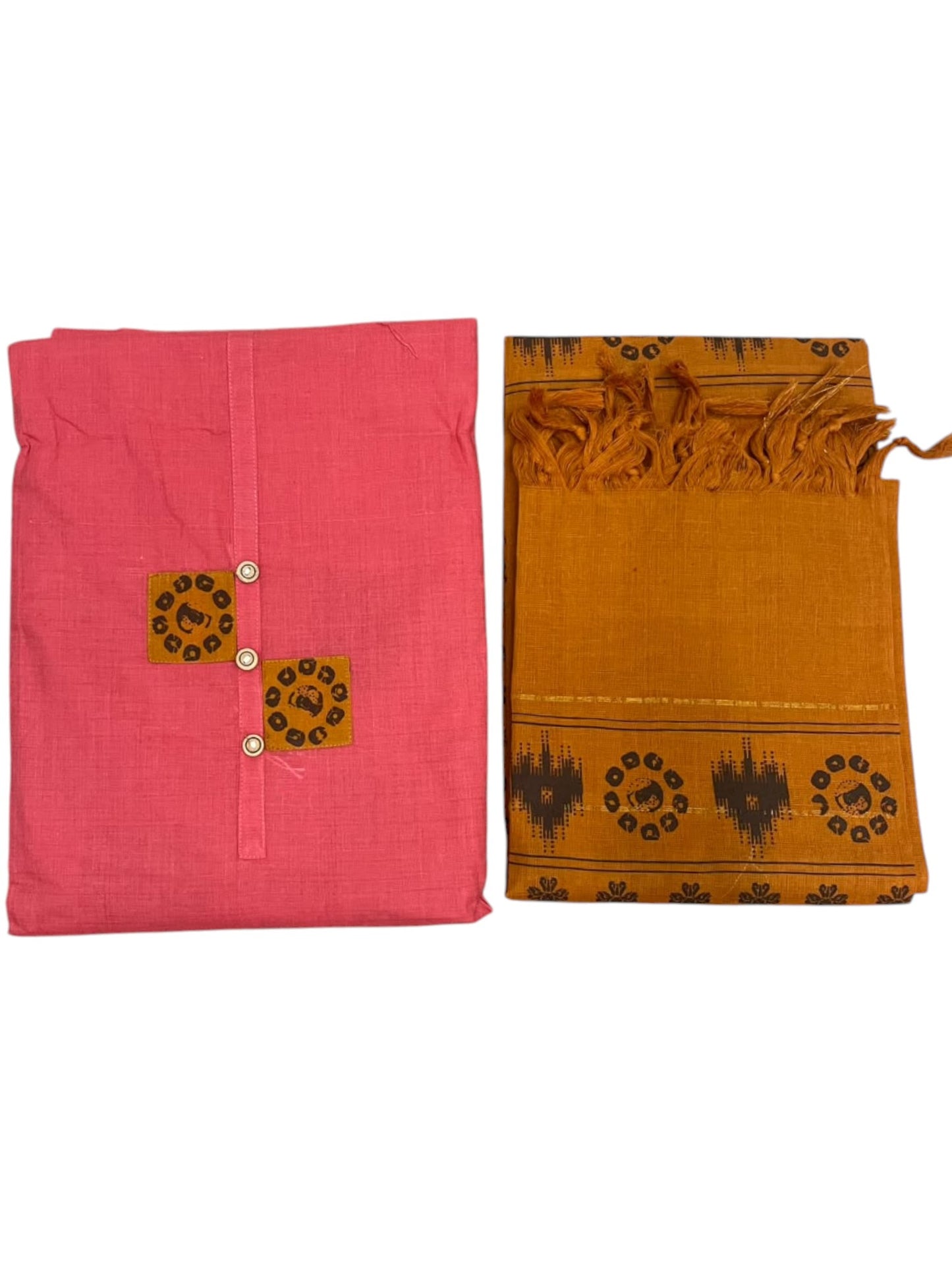 Southloom™ Cotton  3 Piece peach Salwar Material with Woven  Work