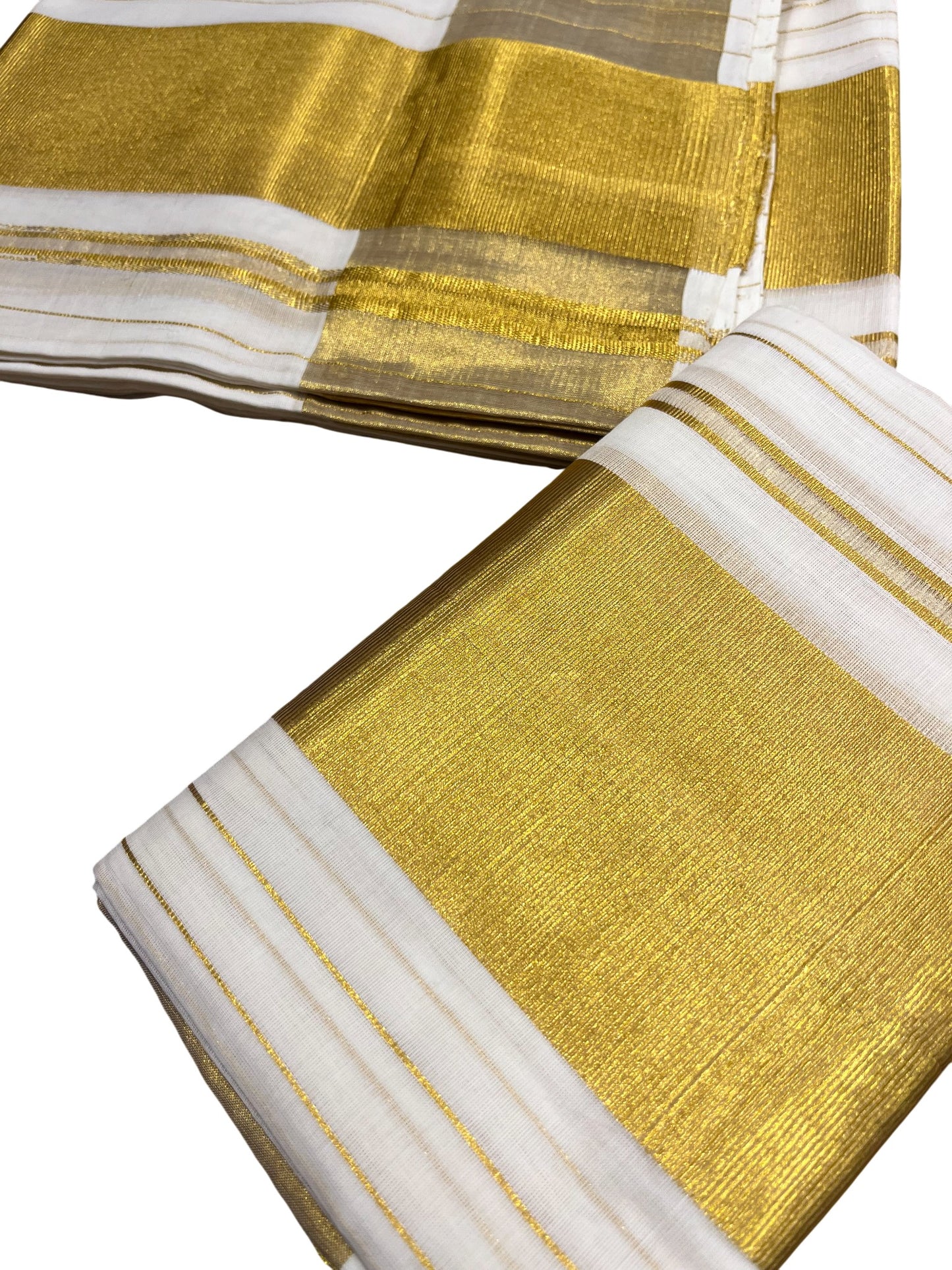 Southloom Premium Handloom Set Mundu with Kasavu and Golden Border (2.80 Mtr)