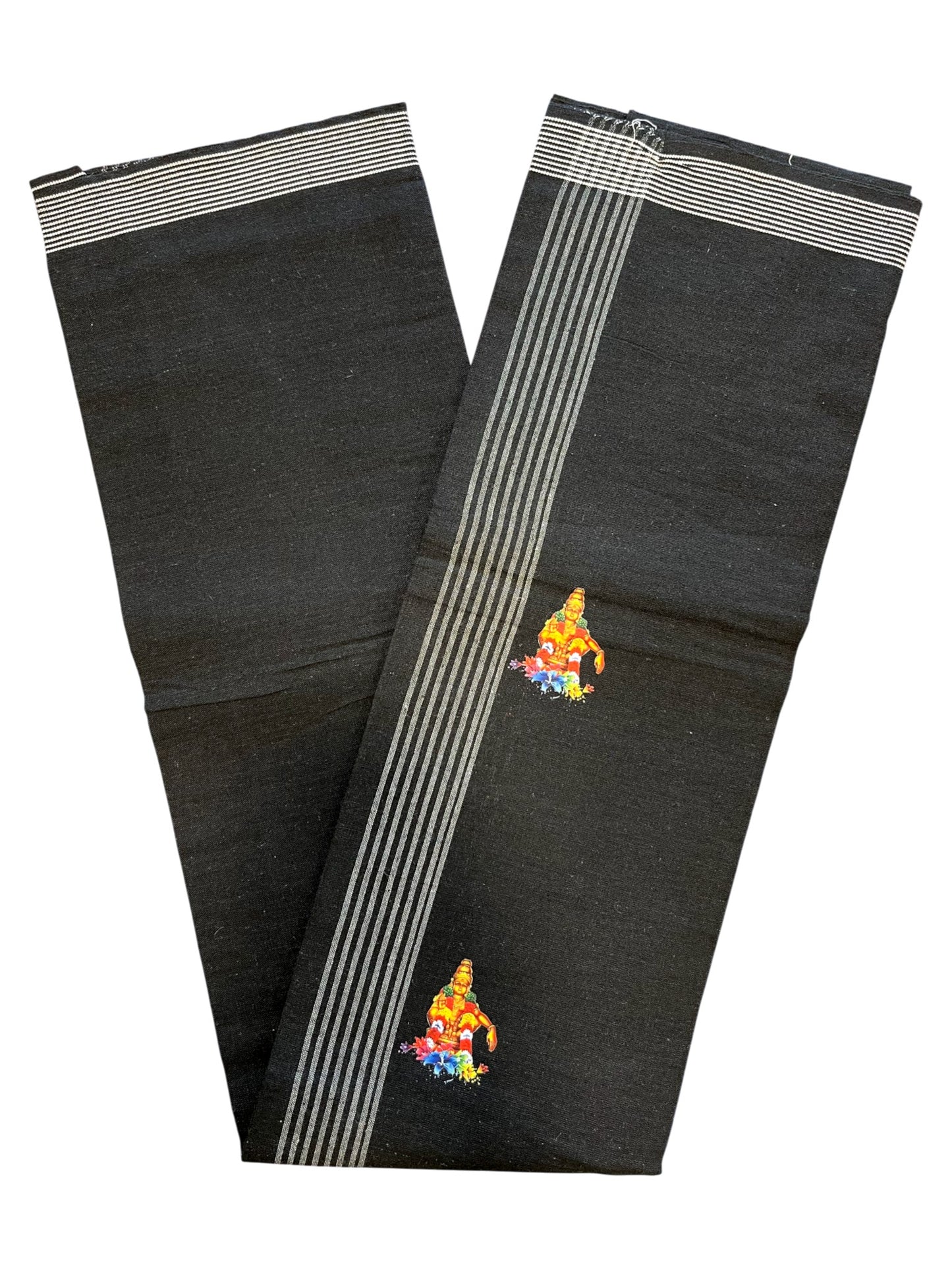 Southloom Black Printed Ayyapan Single Mundu / Otta Mundu  (South Indian Kerala Dhoti)