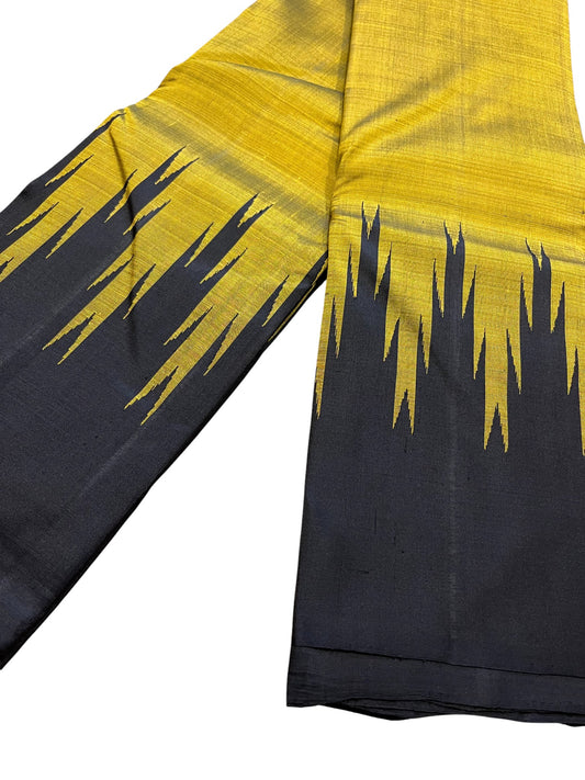 Southloom Pure Handloom Bridal Kanchipuram Silk Saree with Korvai Work (Yellow & Black)