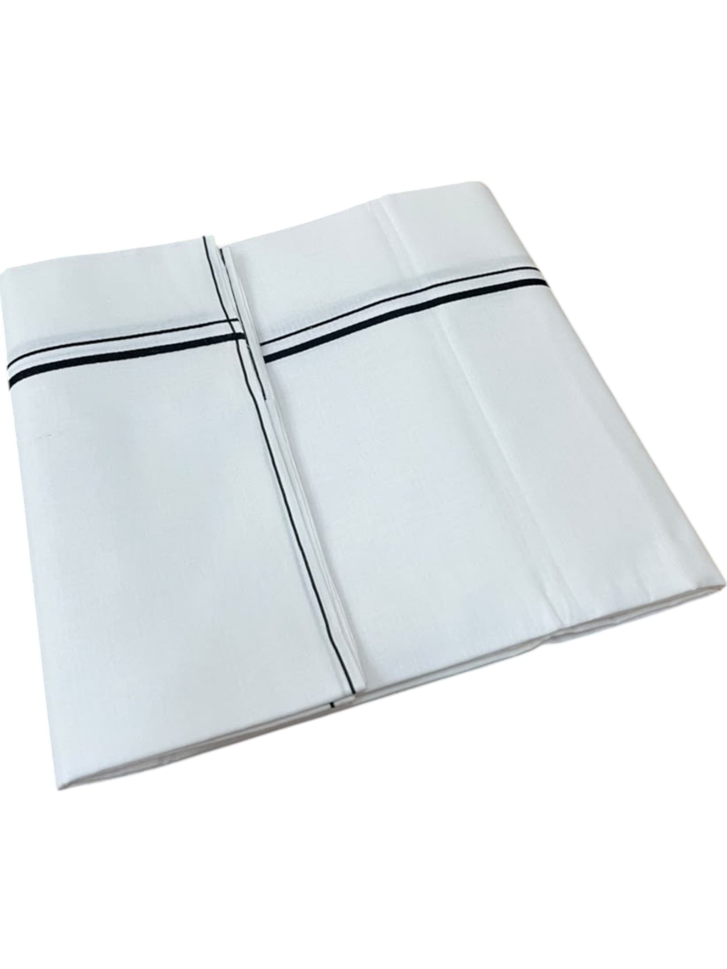 Southloom Pure White Cotton Single Mundu with Black Border (South Indian Kerala Dhoti)