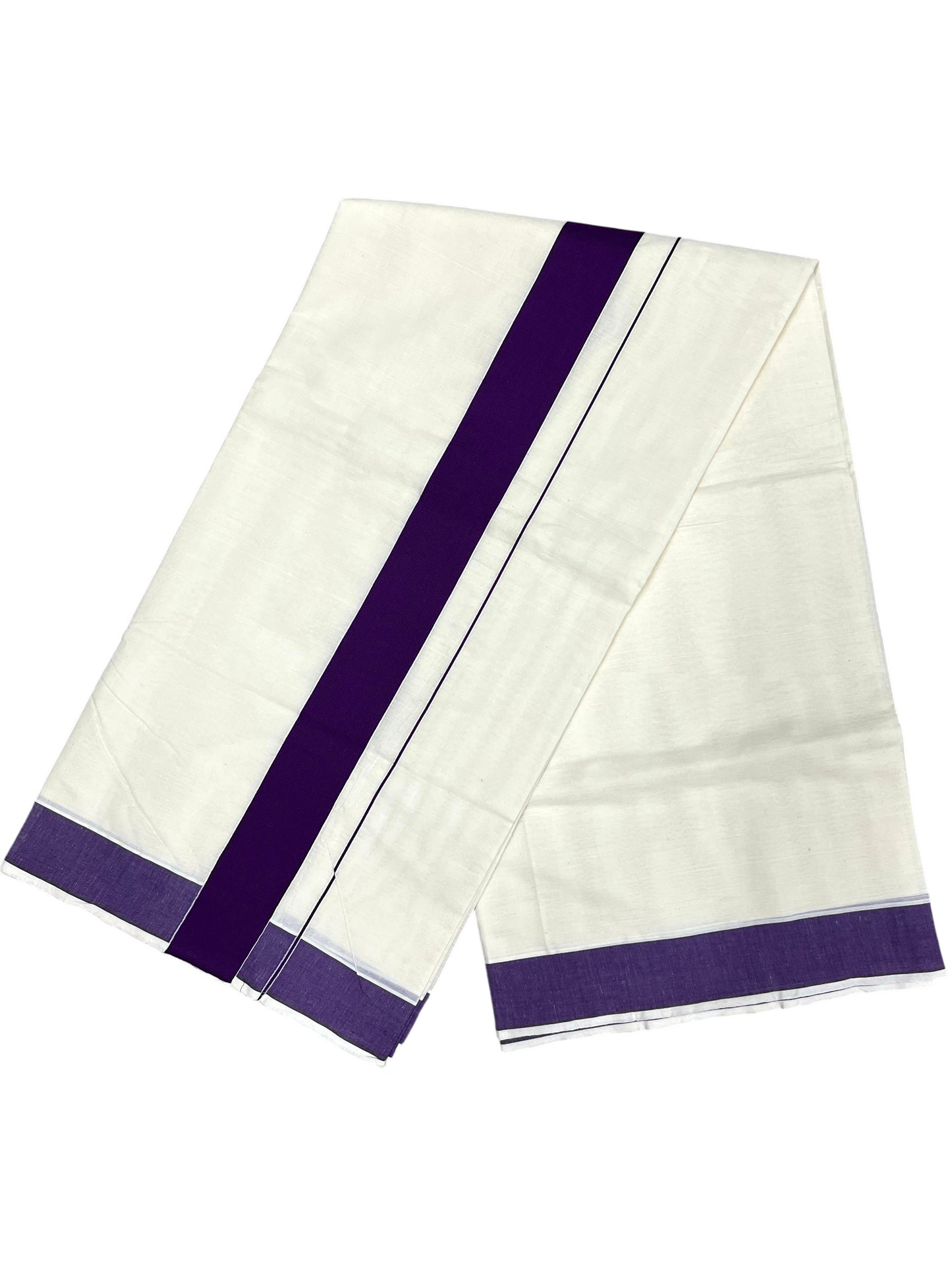 Southloom Pure Cotton Kerala Saree with Violet Plain Border