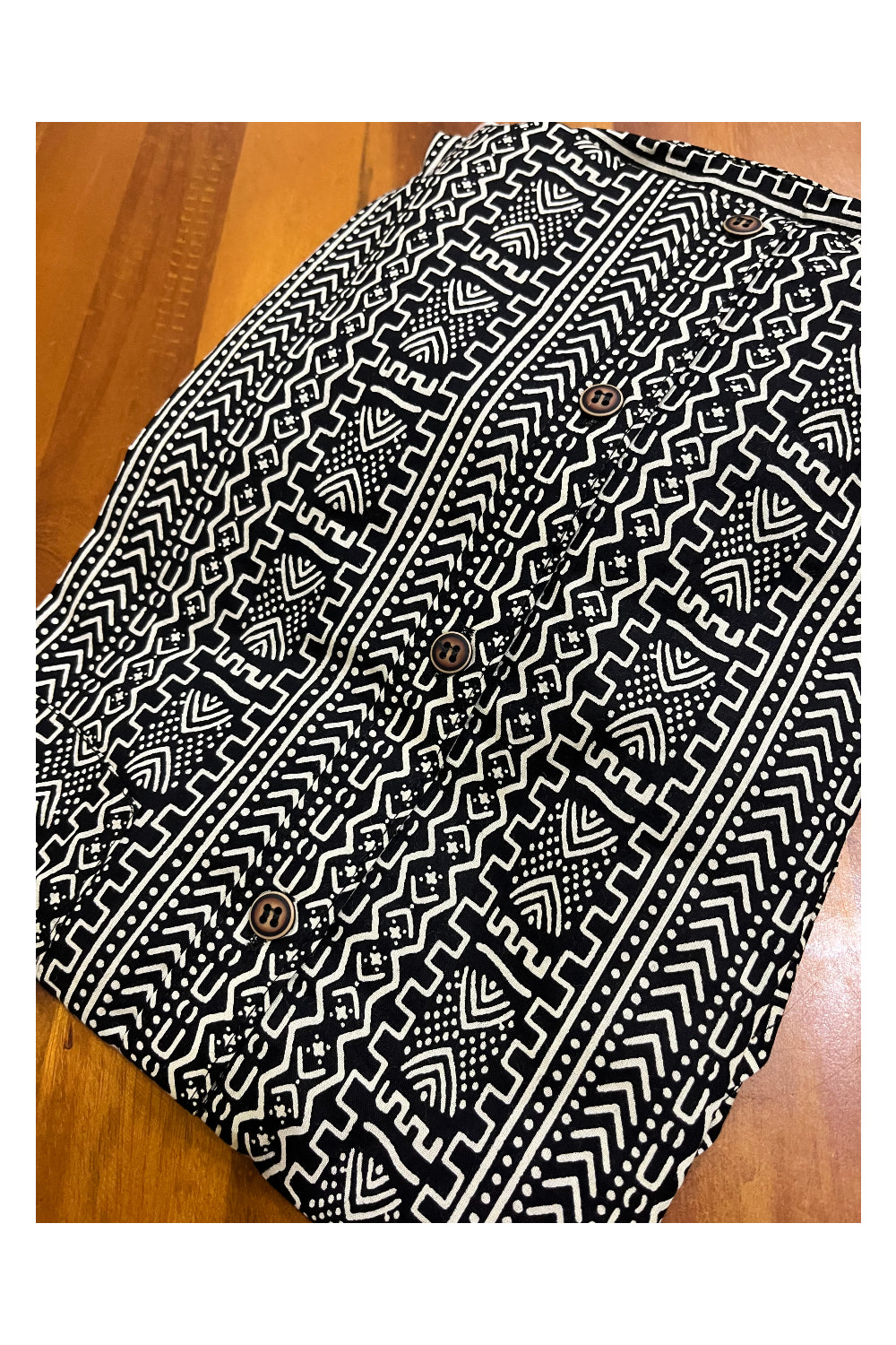 Southloom Jaipur Cotton Hand Block Printed Black Shirt (Half Sleeves)