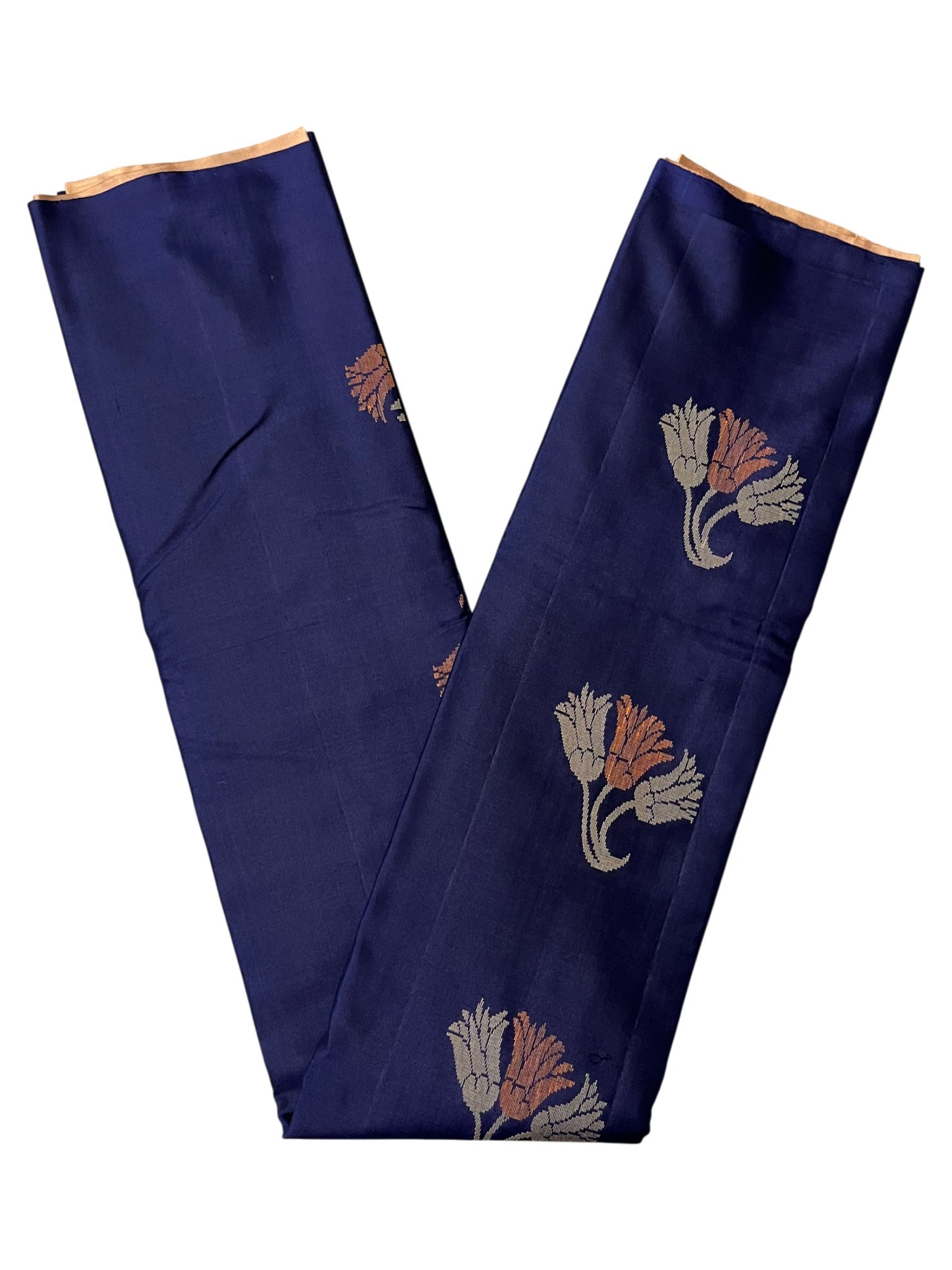Southloom Pure Handloom Bridal Kanchipuram Silk Saree with Korvai Work (Blue & Beige)