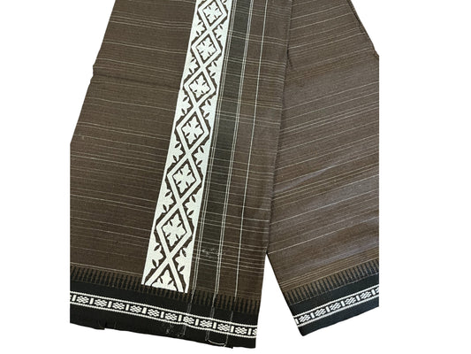 Southloom Brown Printed Single Mundu / Otta Mundu / Lungi (South Indian Kerala Dhoti)