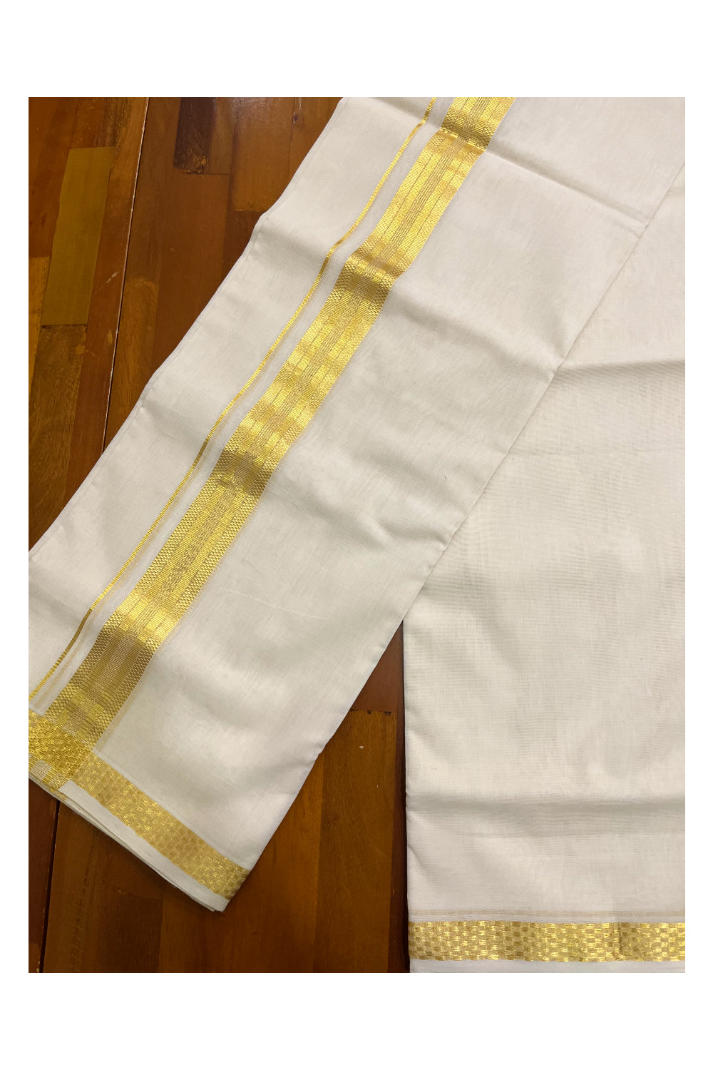 Southloom Super Premium Balaramapuram Unakkupaavu Handloom Double Wedding Mundu with Kasavu Woven Border