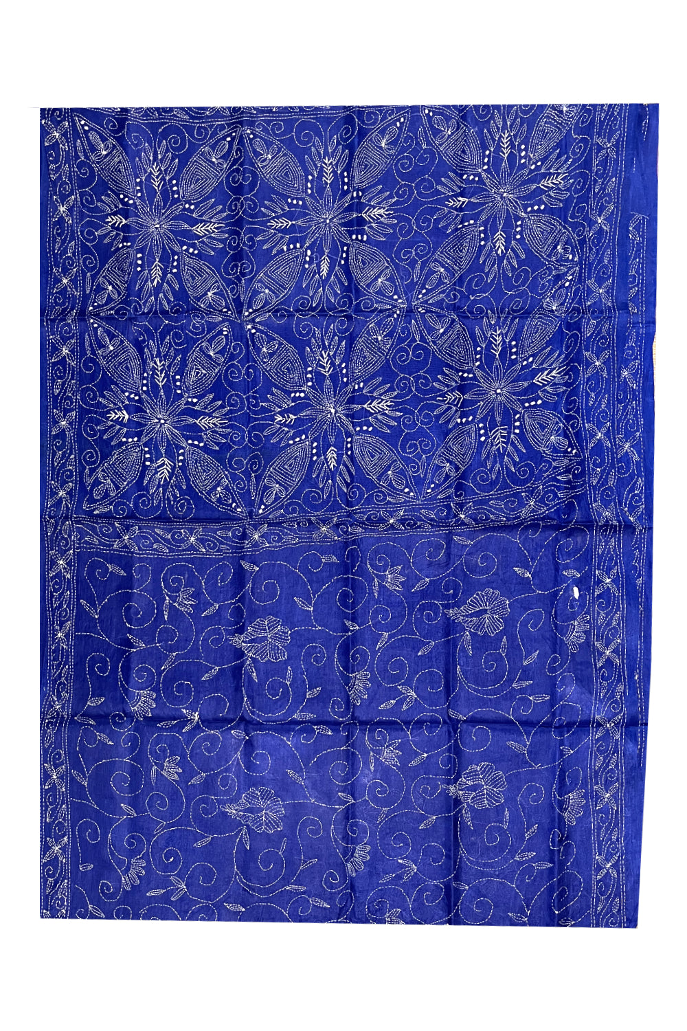 Southloom Kantha Thread Work Designer Blue Saree