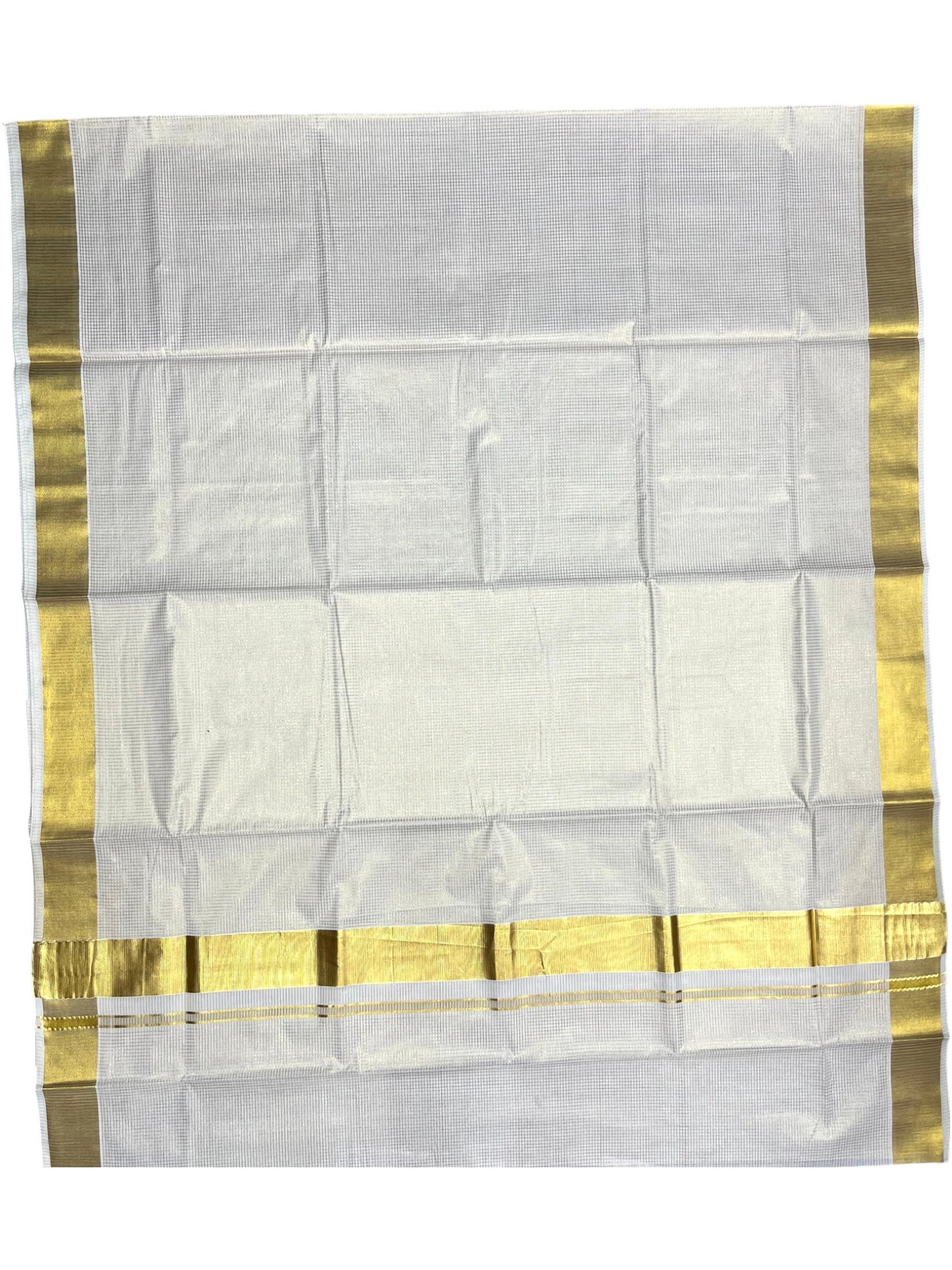 Southloom Kerala Cotton Kasavu Saree with Micro Check on Body