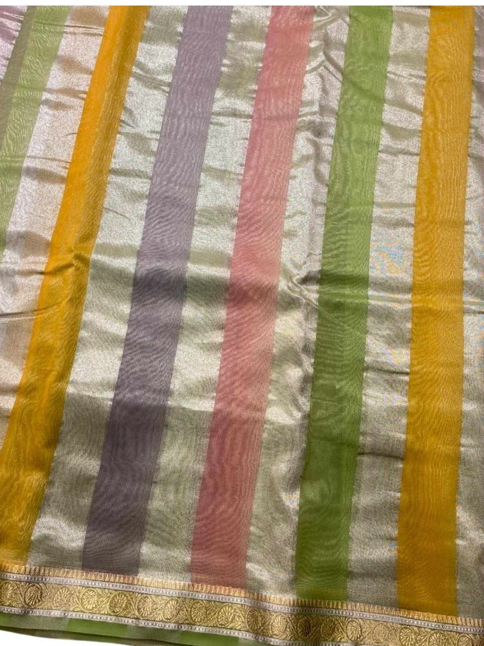 Southloom Tissue Organza Saree With Stripes Design in Multicolour SL353