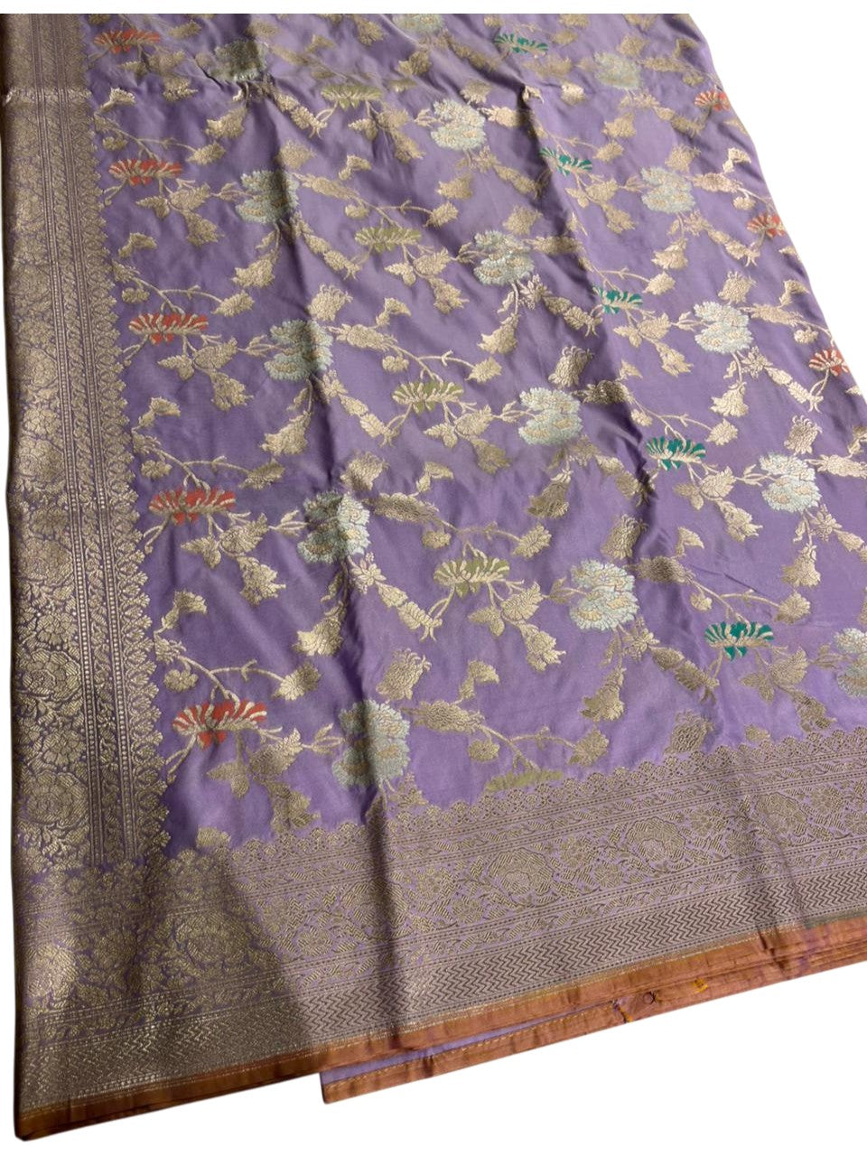 Southloom Pure Banarasi Silk Saree with Woven Work on Body and Borders (Lavender)