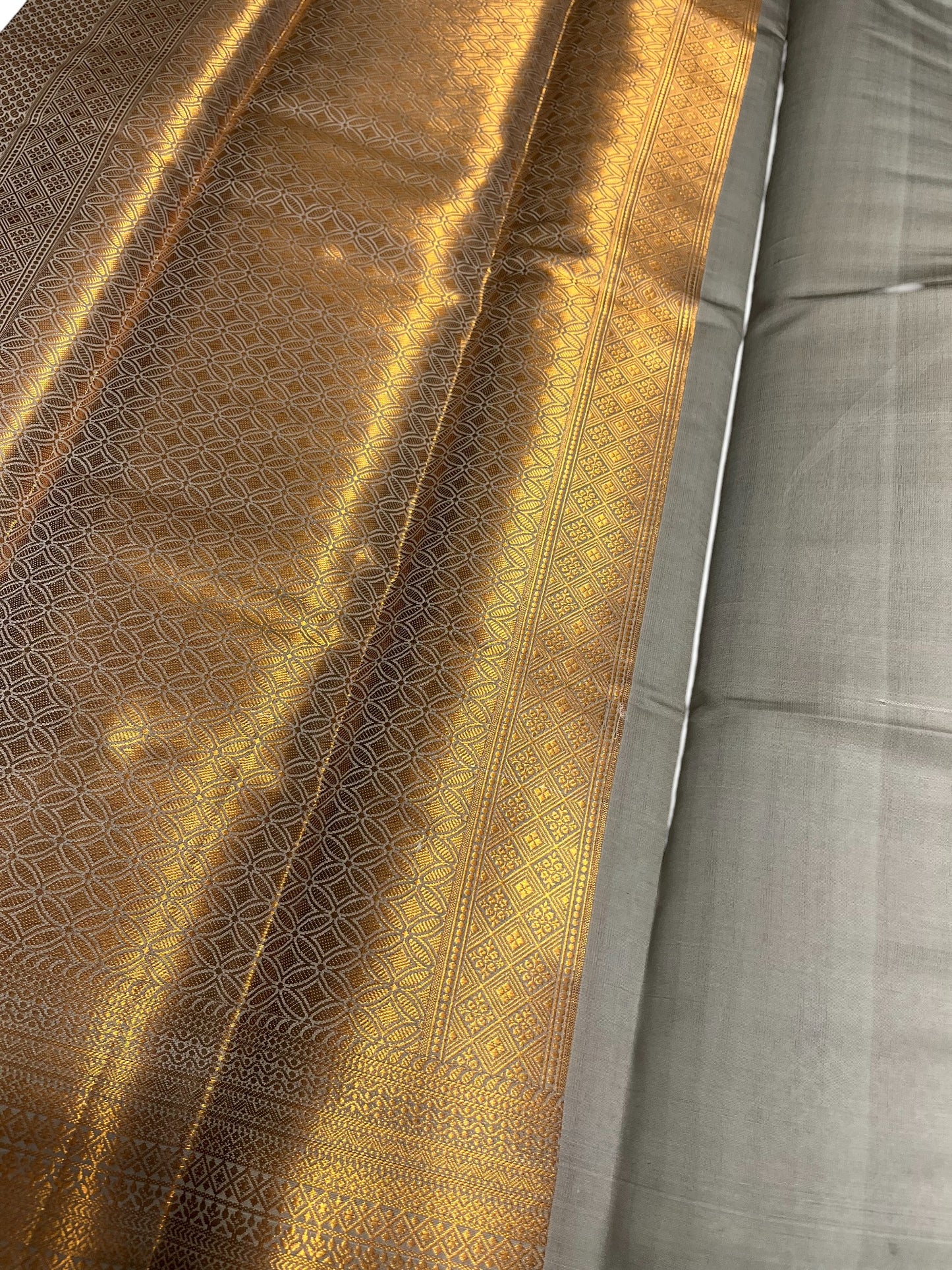 Southloom Premium Semi Silk Zari Work Brocade Saree in Bridal Grey with Matching Pallu