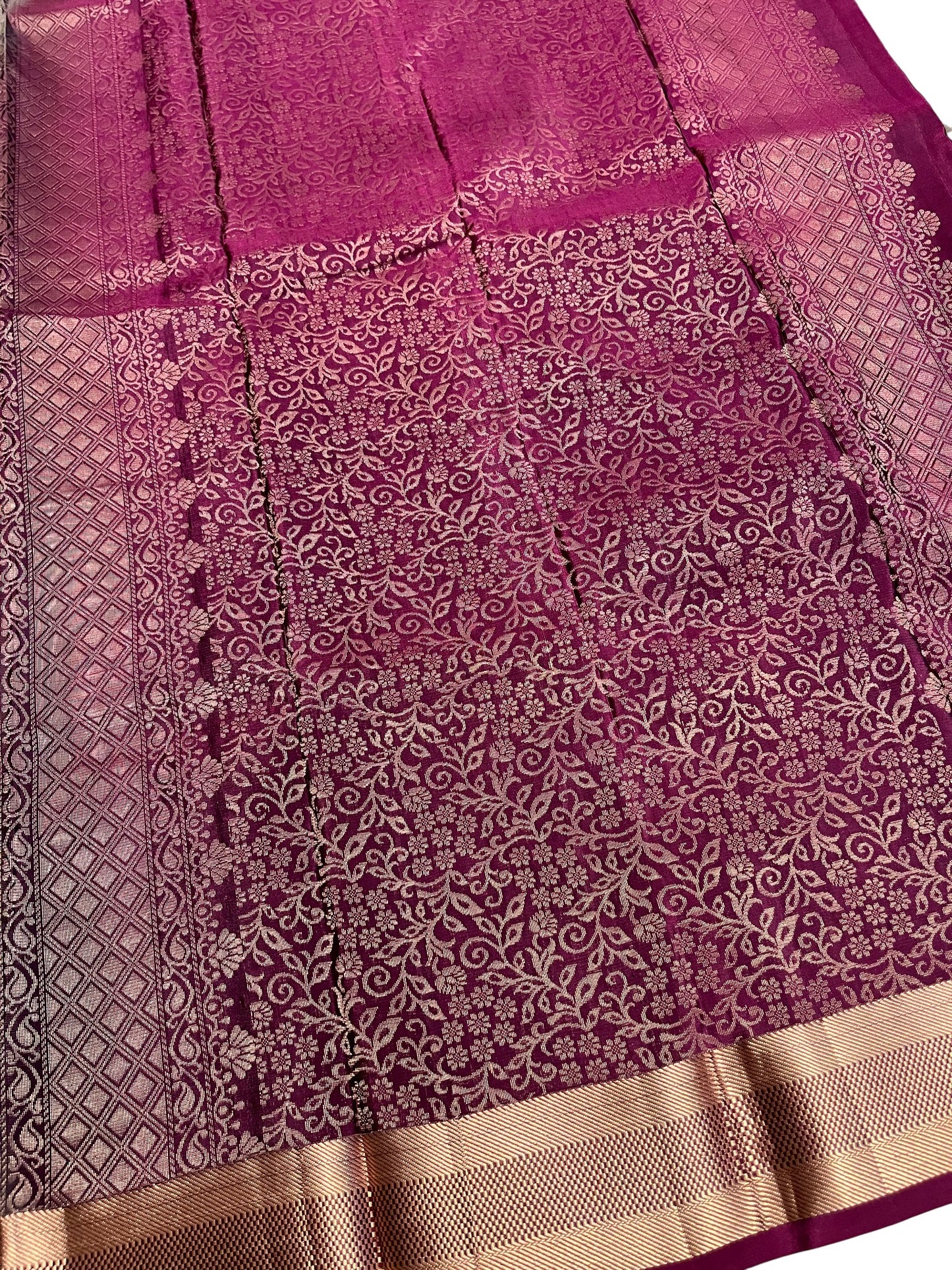 Southloom Pure Handloom Kanchipuram Silk Saree with Butta Work (Grey & Magenta)
